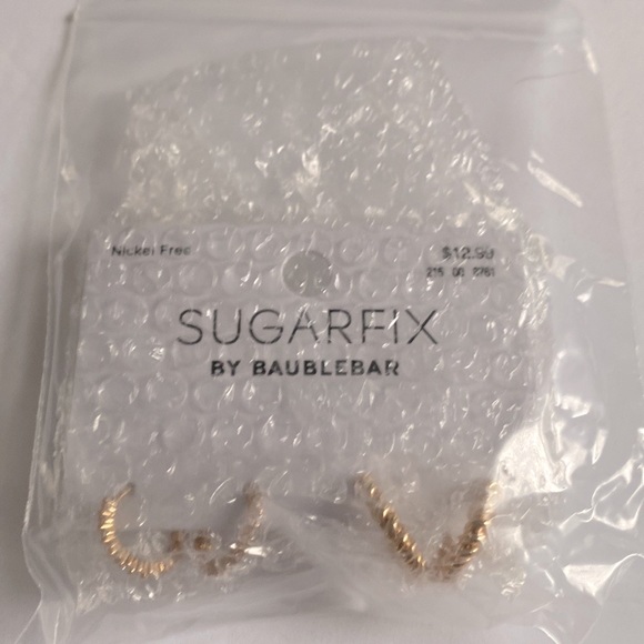 SUGARFIX by Baublebar Crystal Gold Hoop Heart Earrings, NWT - Picture 5 of 6